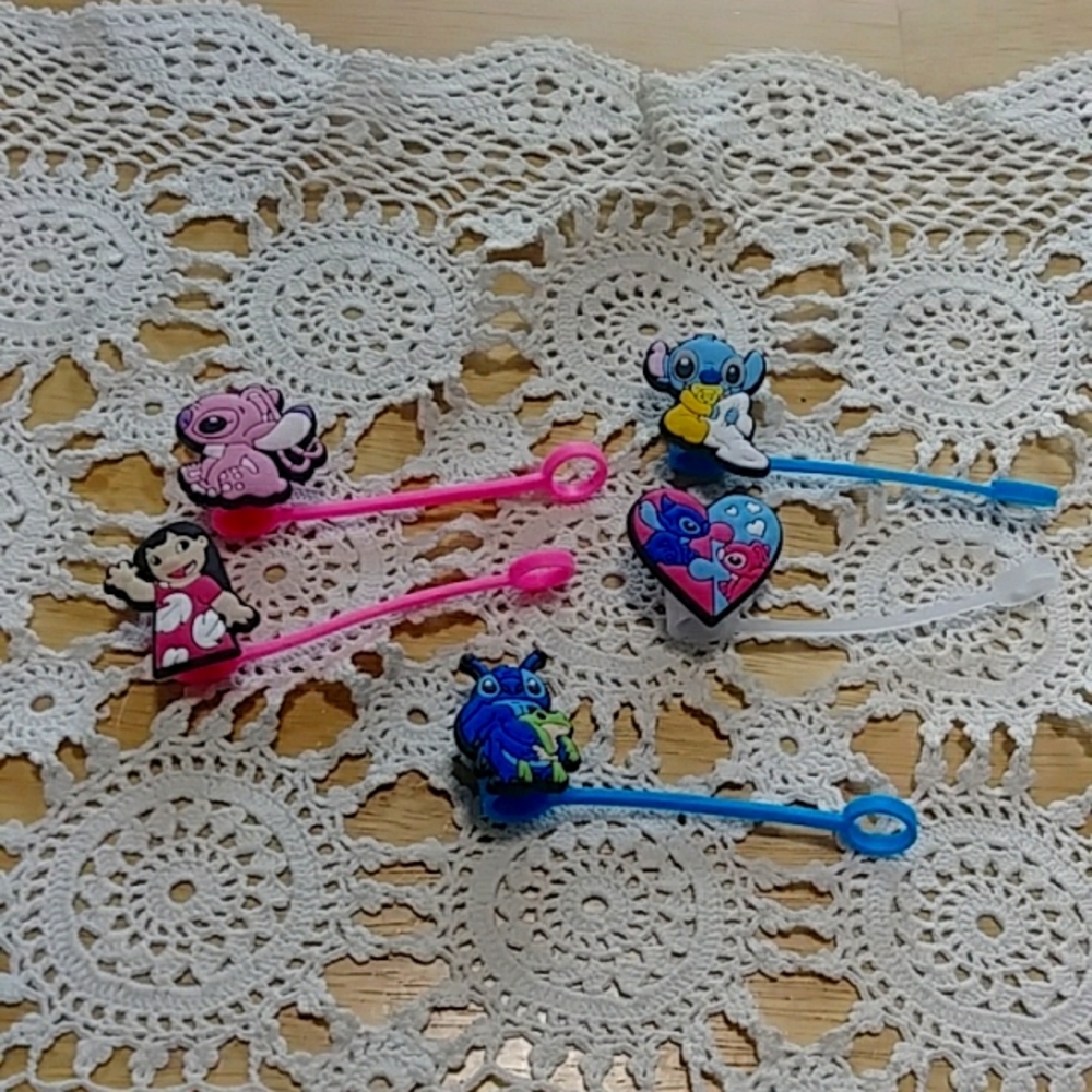 Lilo And Stitch Straw Cover Toppers, protect from germs and dust NWOT